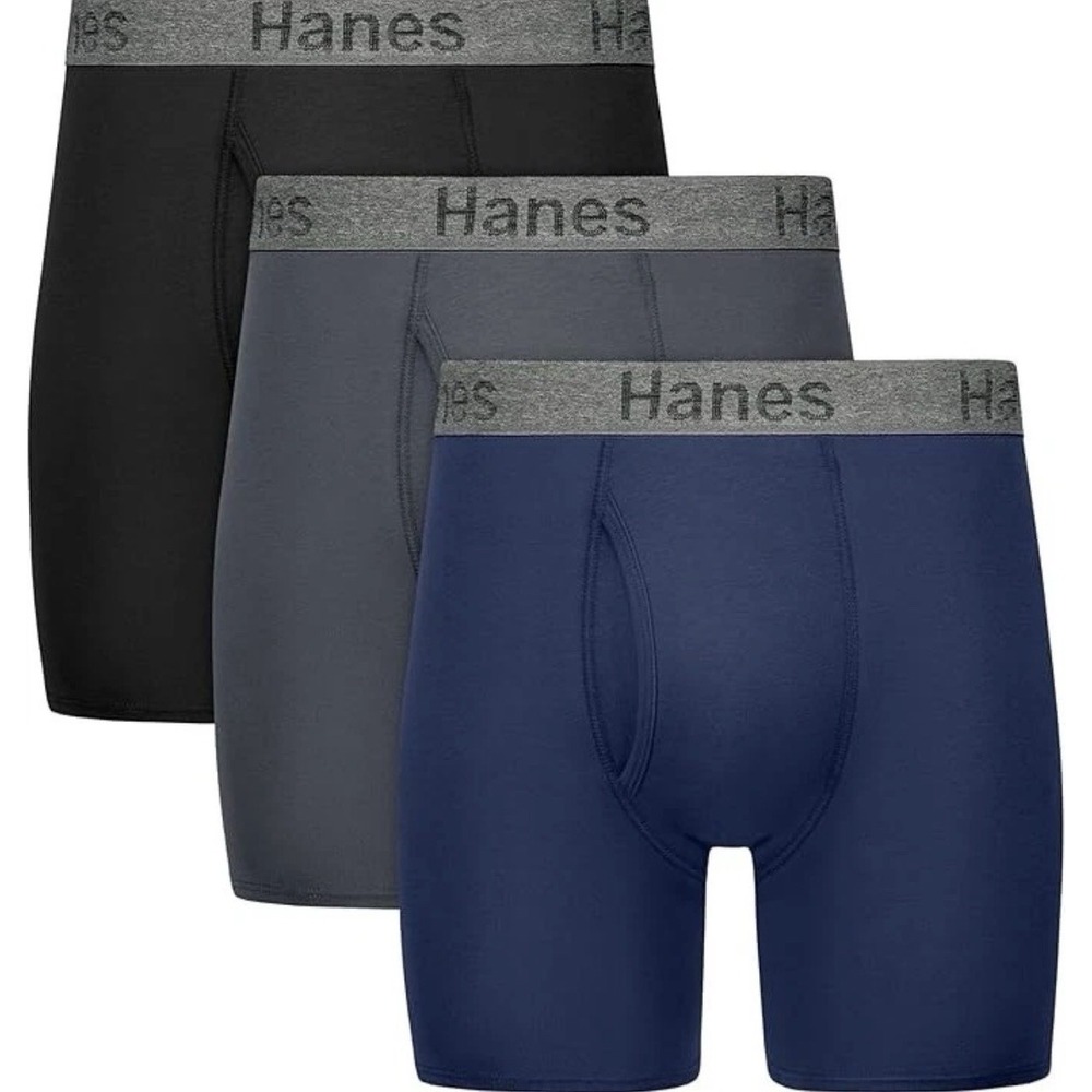 Underwear Boxer Briefs with Stay Dry Pouch, 3-Pack, Cotton Stretch Underwear